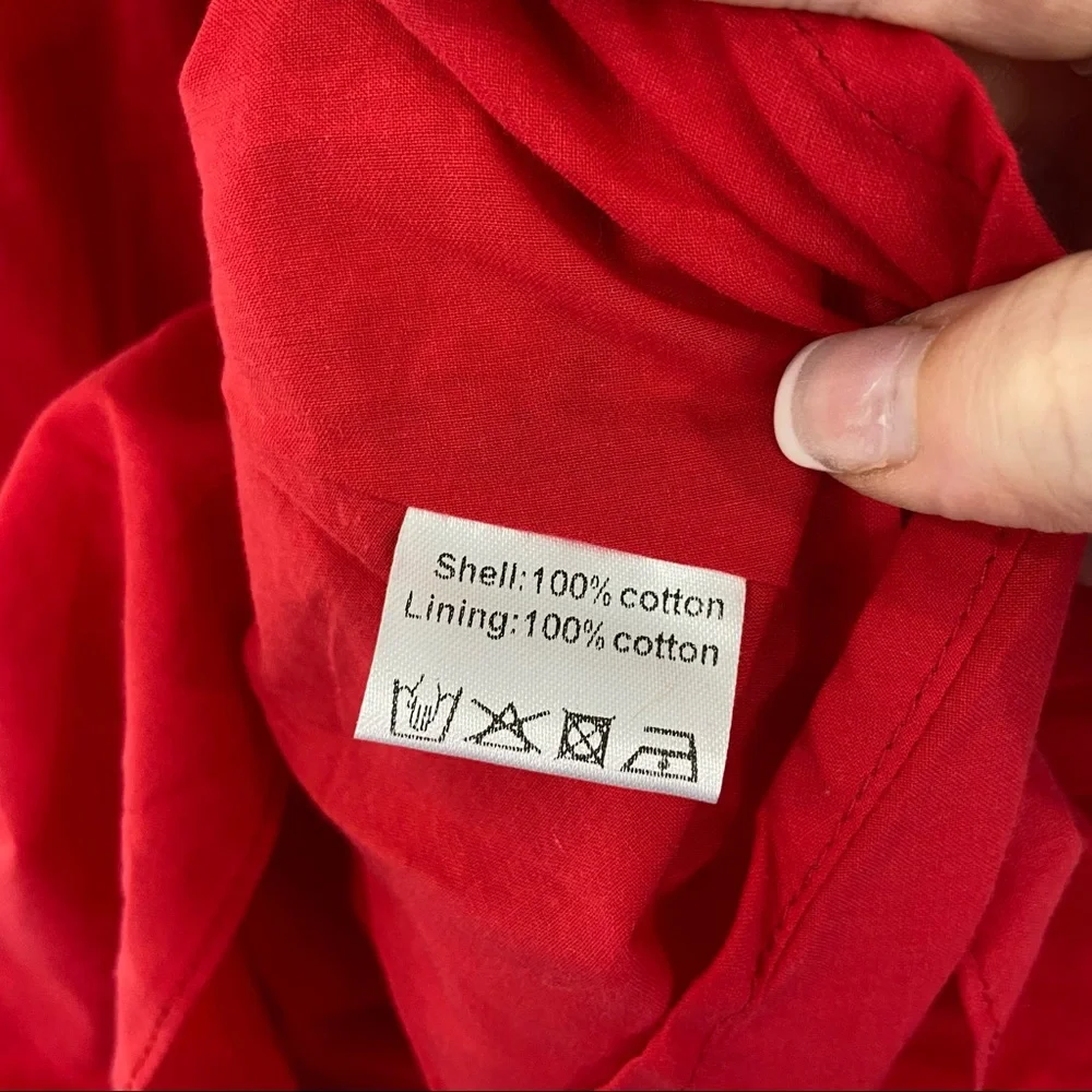 Boutique Large Red Tiered Pom Pom Ruffle Midi Dress - Picture 12 of 12